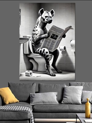 Tuvalette Sırtlan Dekoratif Kanvas - Mdf Ahşap Tablo