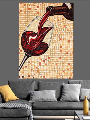 Şarap ve Mozaik Sanatı Dekoratif Kanvas - Mdf Ahşap Tablo