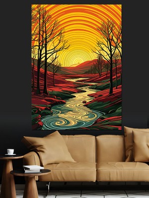 Güneşli Orman Yolu Dekoratif Kanvas - Mdf Ahşap Tablo