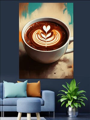 Latte Art Kahve Dekoratif Kanvas - Mdf Ahşap Tablo
