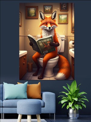 Gazete Tilki Dekoratif Kanvas - Mdf Ahşap Tablo