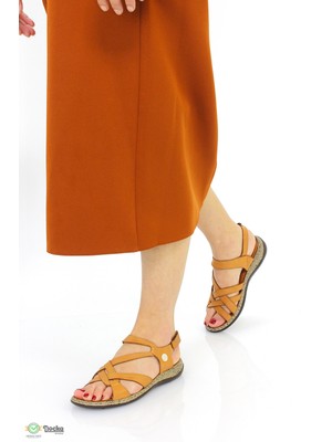 Mammamia Kadın  Deri Ortopedik Düz Taban Günlük Sandalet M26YS2530