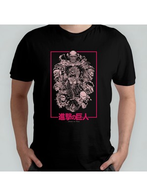 Pixxa Attack On Titan Titans Unisex %100 Pamuklu Bisiklet Yaka T-Shirt Model 1