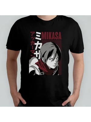 Pixxa Attack On Titan Mikasa Ackerman Unisex %100 Pamuklu Bisiklet Yaka T-Shirt Model 2