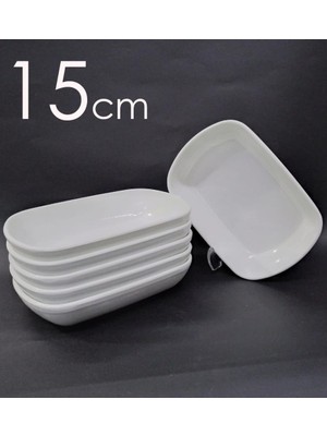 abnturk 12 Adet Beyaz Melamin Kayık Tabak 15X10 cm Orta Boy Salata Tabağı Günlük Kullanıma Hesaplı Oval Tabak