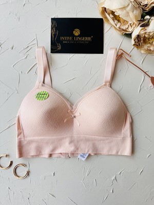 Celine C Cup Bambu Hisli Ultra Rahat Polamid Kumaştan Dokulu Dantel Detaylı Balensiz Desteksiz Sütyen