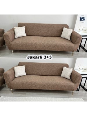 BAQDO Jakarlı 3 + 3 Koltuk Örtüsü Kaliteli, Lastikli, Esnek, Streç, Çekyat, Kanepe Kılıfı Yıkanabilir 33