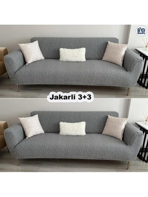 BAQDO Jakarlı 3 + 3 Koltuk Örtüsü Kaliteli, Lastikli, Esnek, Streç, Çekyat, Kanepe Kılıfı Yıkanabilir 33