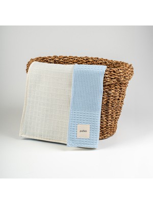 Pufien Düz Desenli Çift Yönlü Müslin Pike Bebek Örtüsü, Waffle Bebek Örtü & Battaniye