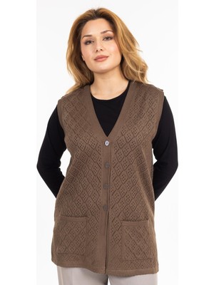 Kadın Orta Yaş ve Üzeri Merserize Cepli Düğmeli Rolax Anne Yelek 750