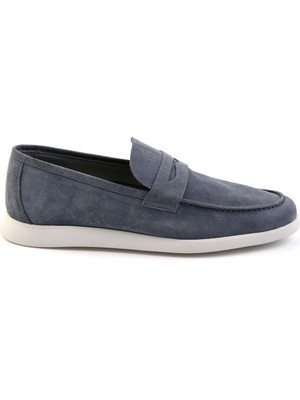 Bambi Kot Mavi Leather Erkek Loafer Ayakkabı E01395428302
