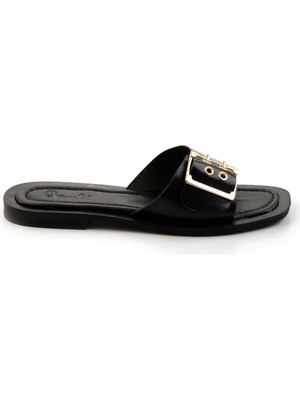 Bambi Siyah Leather Kadın Terlik K04826076403