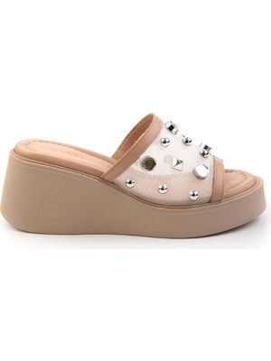 Bambi Nude Leather Kadın Terlik K04991060503