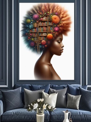 Renkli Kadın Saçları Dekoratif Kanvas - Mdf Ahşap Tablo