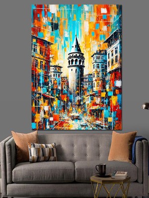 Galata'nın Renkli Sokakları Dekoratif Kanvas - Mdf Ahşap Tablo