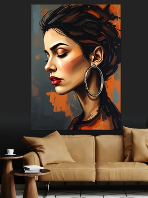 Güzellik ve Minimal Portre Dekoratif Kanvas - Mdf Ahşap Tablo