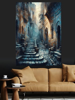 Eski Sokaklar Dekoratif Kanvas - Mdf Ahşap Tablo