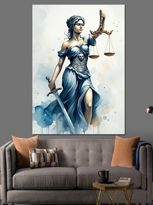 Adalet Tanrıçası Dekoratif Kanvas - Mdf Ahşap Tablo
