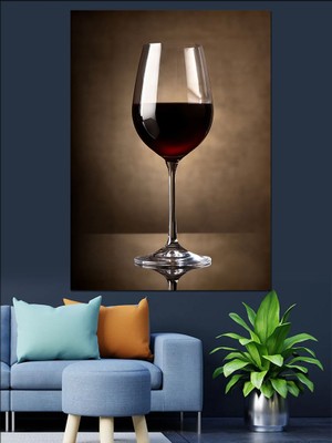 Kadehte Şarap Dekoratif Kanvas - Mdf Ahşap Tablo