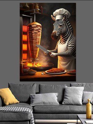 Karizma Tablo Döner Ustası Zebra Dekoratif Kanvas - Mdf Ahşap Tablo