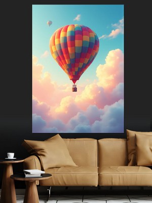 Gökyüzünde Balon Dekoratif Kanvas - Mdf Ahşap Tablo