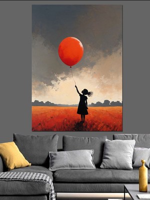 Karizma Tablo Kırmızı Balonlu Çocuk Dekoratif Kanvas - Mdf Ahşap Tablo