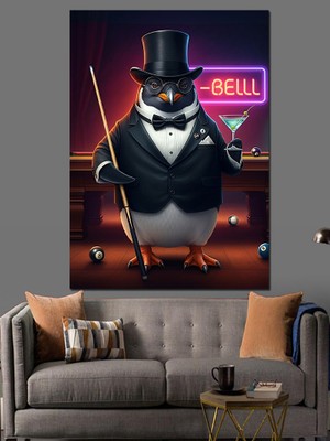 Karizma Tablo Fraklı Penguen Dekoratif Kanvas - Mdf Ahşap Tablo