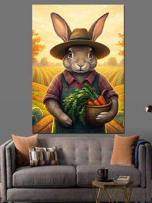Karizma Tablo Çiftçi Tavşan Dekoratif Kanvas - Mdf Ahşap Tablo