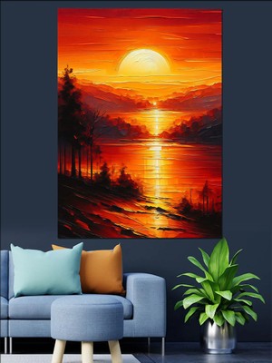 Karizma Tablo Gün Batımı Manzarası Dekoratif Kanvas - Mdf Ahşap Tablo