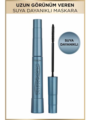 L'Oréal Paris Telescopic Uzatma Etkili Suya ve Tere Dayanıklı Siyah Maskara Büyük Boy – Kirpikleri Belirginleştirir