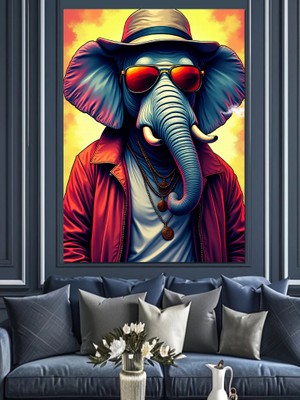 Karizma Tablo Renkli Fil Şıklığı Dekoratif Kanvas - Mdf Ahşap Tablo