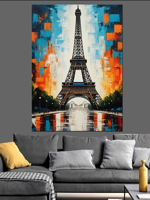 Karizma Tablo Su Yansımalarında Eyfel Kulesi Dekoratif Kanvas - Mdf Ahşap Tablo