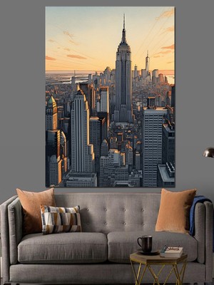 Karizma Tablo New York Şehir Manzarası Dekoratif Kanvas - Mdf Ahşap Tablo