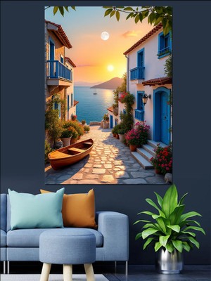 Karizma Tablo Akdeniz Sokakları Dekoratif Kanvas - Mdf Ahşap Tablo