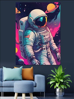 Ekart Uzay Kaşifi Dekoratif Kanvas - Mdf Ahşap Tablo