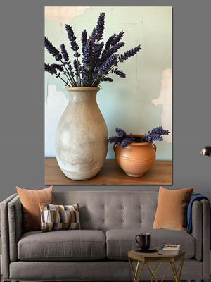 Ekart Lavanta Demeti Çizimi Dekoratif Kanvas - Mdf Ahşap Tablo