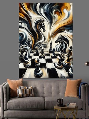 Ekart Satranç Fırtınası Dekoratif Kanvas - Mdf Ahşap Tablo
