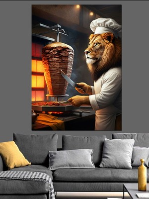 Ekart Döner Ustası Aslan Dekoratif Kanvas - Mdf Ahşap Tablo