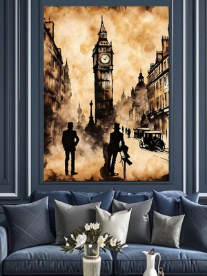 Big Ben Sokak Dekoratif Kanvas - Mdf Ahşap Tablo