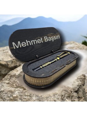 Kişiye Özel Kalem Besmele Kabartmalı ve Ahşap Kalem Kutusu