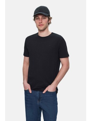 Ucla Harper Siyah Bisiklet Yaka Nakışlı Standard Fit Erkek Tshirt