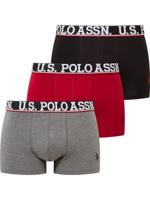 U.S. Polo Assn. Erkek Bordo - Siyah - Antrasit Melanj 3 Lü Boxer