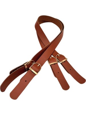 Angel Çanta Aksesuar Gerçek Deri Tokalı Model Çanta Sapı Taba Renk Light Gold Metalli