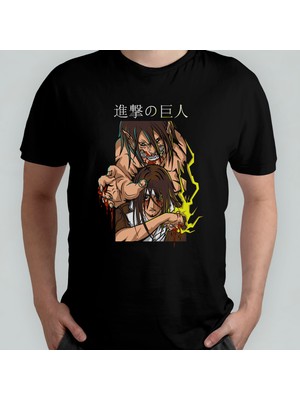 Pixxa Attack On Titan Eren Jaeger_ %100 Pamuklu Bisiklet Yaka T-Shirt Model 18