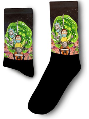 Rick And Morty Motosiklerli Maceralar Çorap - Unisex