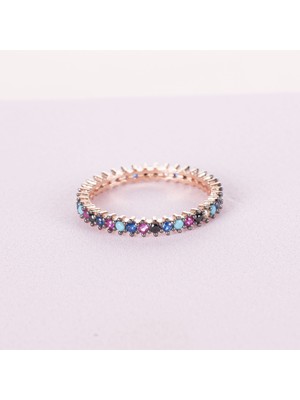 Nur Silver Renkli Tamtur Gümüş Yüzük - NUR-YK00403