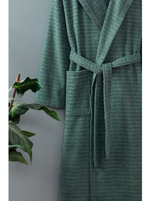 Eponj Home Unisex Kapüşonlu Bornoz 2XL Doğa Çağla Yeşili Pamuk Materyal Yüksek Emicilik Özelliği