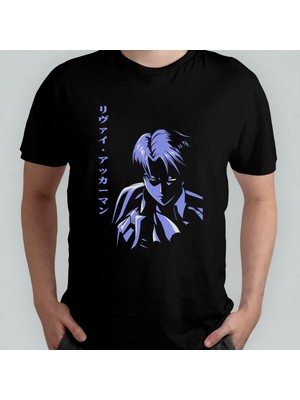 Pixxa Attack On Titan Levi Ackerman Unisex %100 Pamuklu Bisiklet Yaka T-Shirt Model 5