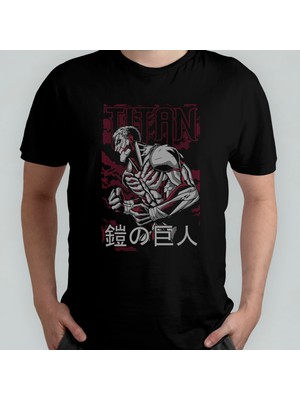 Pixxa Attack On Titan Reiner Armored Titan Unisex %100 Pamuklu Bisiklet Yaka T-Shirt Model 2