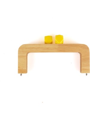 20 cm Ahşap Burs Sarı Akrilik Boncuk Başlıklı Çanta Bursu Natural Renk